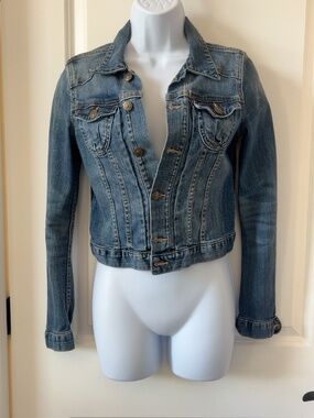 & Jacket Women’s Size 4 Cropped Denim Jean Jacket Medium Wash